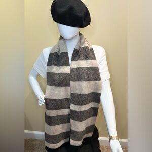 VTG 2003 GAP 100% Lambswool Striped Sweater Scarf Holiday Collection Brown Beige